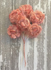 Antique Vintage Millinery Velvet and Silk Spray of 6 Rose Pink Color Flowers