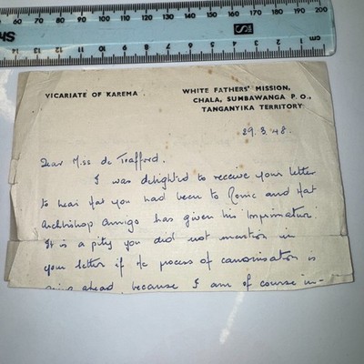 Bishop James Holmes-Siedle ALS Autograph Letter 1948 Vicar Karema Tanganyika