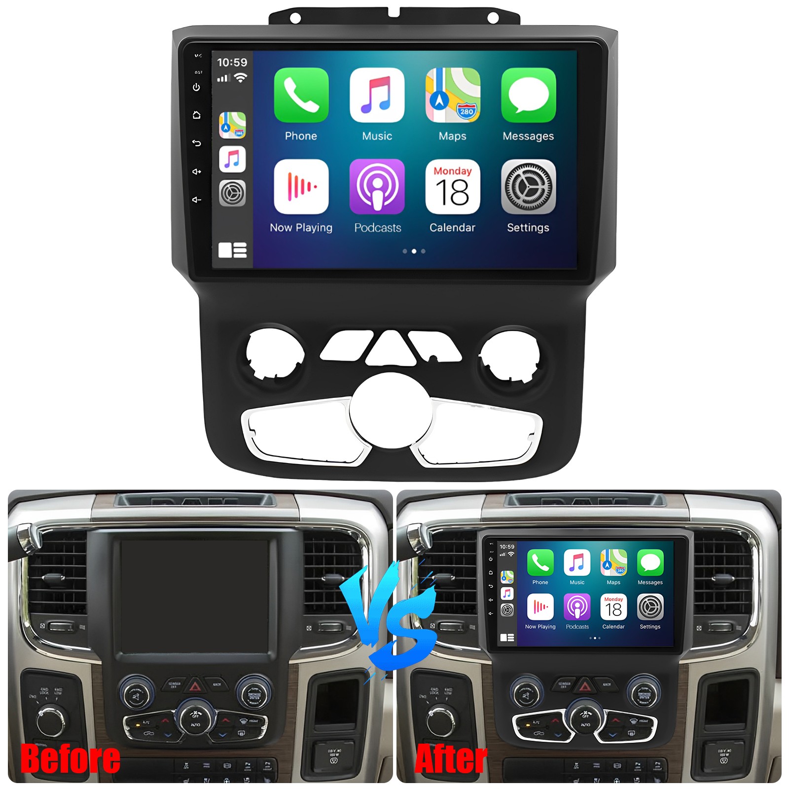 Car Stereo Radio GPS Navi Player Fits Dodge Ram 1500 2500 3500 2013-2019 -US