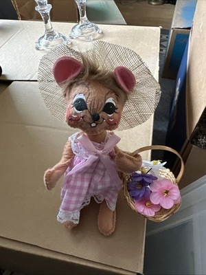 Annalee Spring Mouse Doll 7'' Pink Dress Hat Flower Basket 2017 Girl Collectible