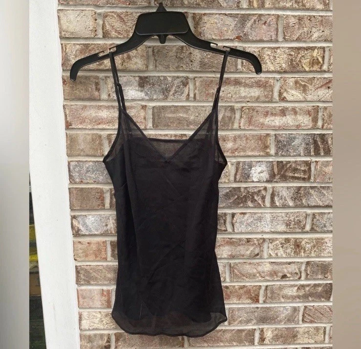 Camiseta sin mangas Jones New York negra de malla transparente para mujer talla 10 usada en excelente estado Foto 4 de 4