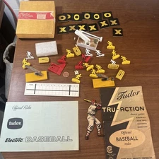 Vintage Tudor Electric Baseball Game Parts Lot Players Runners Box Manuals