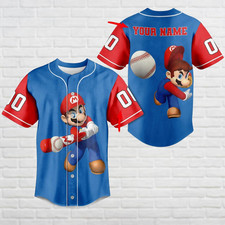 Personalized Super Mario Baseball Jersey Mario Bros Baseball Shirt Video Game Je