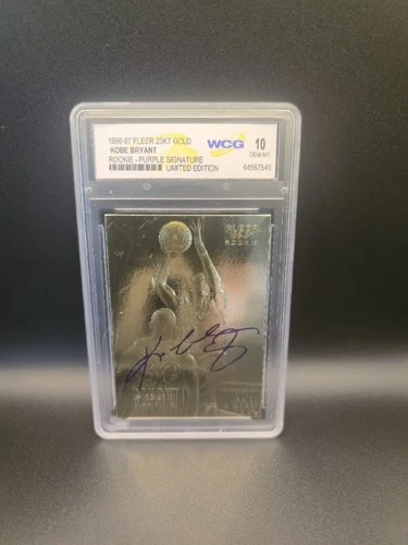 KOBE BRYANT 1996-97 FLEER 24KT GOLD "ROOKIE" PURPLE SIGNATURE LIMITED EDITION...