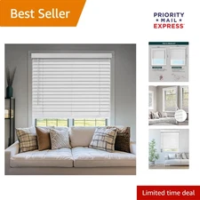 Versatile Cordless Faux Wood Window Blinds 28"W X 60"H - Light Filtering Design