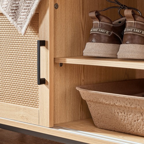 SoBuy Schuhbank mit Sitzfläche Sitzbank mit Stauraum Dielenbank Natur FSR154-N - Bild 7 von 8