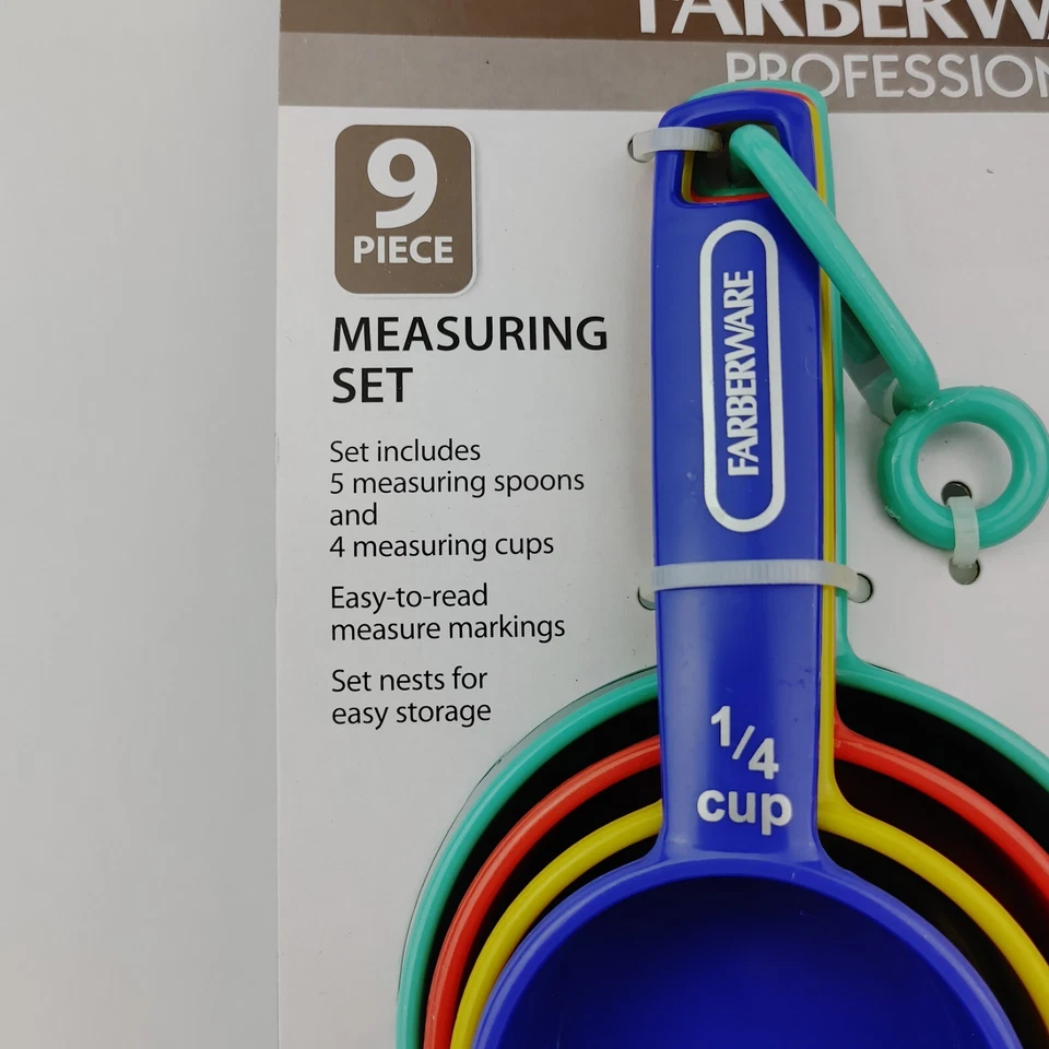 Set 9 Farberware Professional Measuring Spoons & Cups Nesting Rainbow Colorful - Image 2 of 4