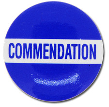 Commendation Blue Plastic Button School Badge Pack of 25