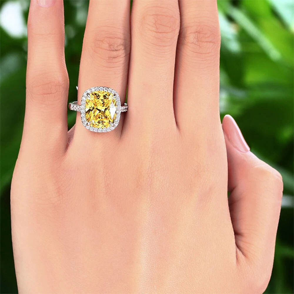 Canary yellow simulated diamond best sale ring