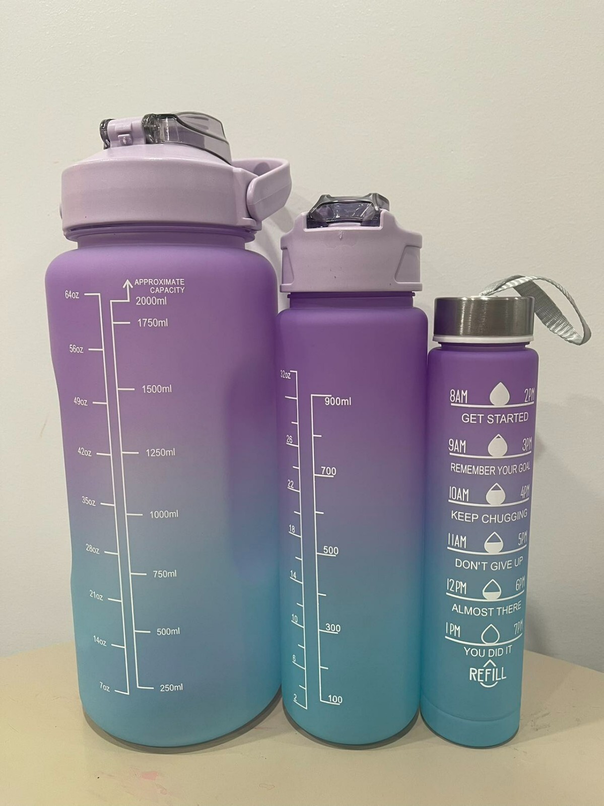 Combo 64oz 32oz 16ozbotellas De Plastico Para Agua Combo