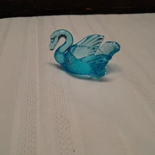 Vintage Blue Clear Glass Swan Trinket/salt Dip Cellar 3.5in