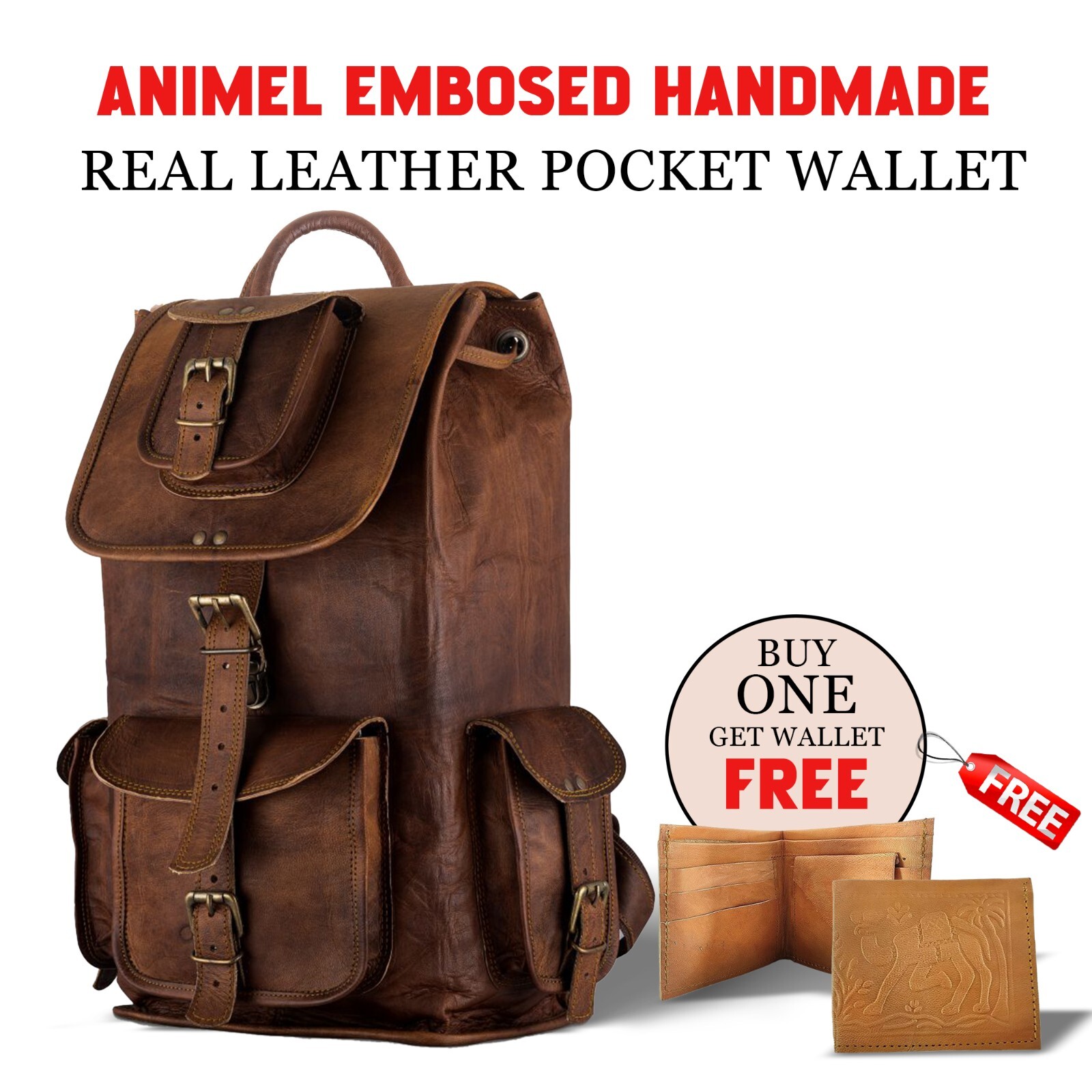 Vintage Auténtico Piel Mochila Portátil Hombre Mujer Viaje Escolar 45.7cm