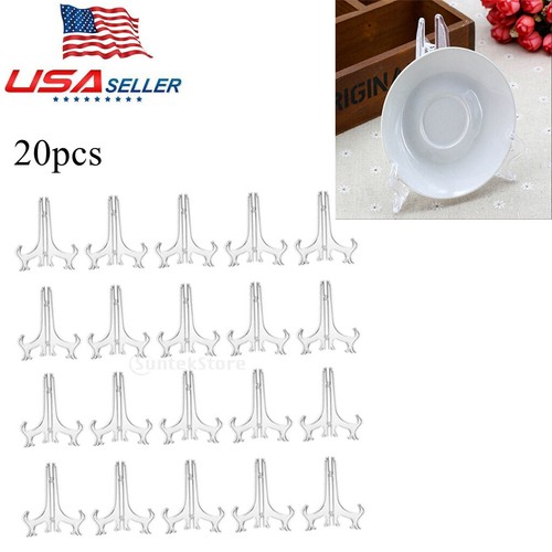 Lot 20 Clear Plastic Easels or Stand/Plate Holders to Display Pictures 3inch - Afbeelding 9 van 12
