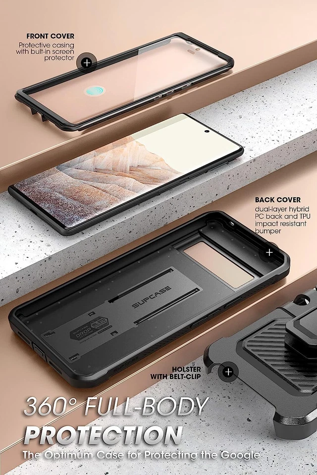 For Google Pixel 7 7A 7Pro /6 6A 6Pro /5A 5 4, SUPCASE FullBody Case Stand Cover - Image 3 of 4