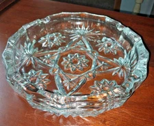 Vintage Ashtray Heavy pressed Glass 8"