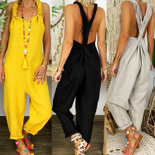 Tuta intera donna overall jumpsuit estiva pantaloni casual TOOCOOL JL-91698  | eBay