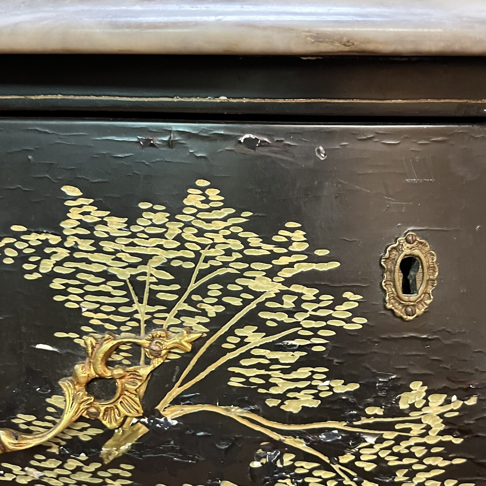 Pair Petite Louis XVI Style Chinoiserie Commodes