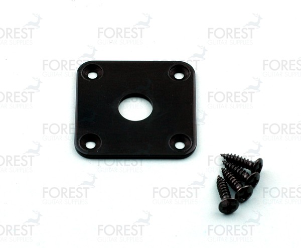 Gibson aftermarket square flat jack plate, HJ015, Black with screws