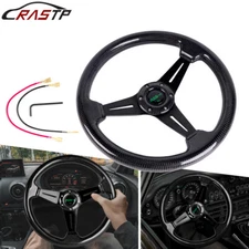 Universal 14" 340mm Deep Dish 6 Bolt Forged Steering Wheel with Horn Button
