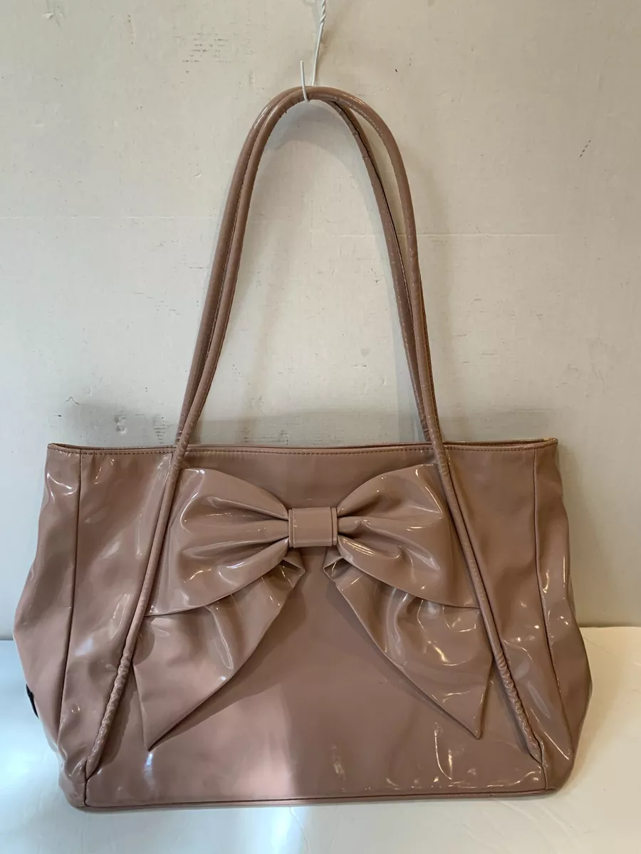 Valentino Lacca Betty Bow Pink Lacquer Coated Canvas Tote Bag