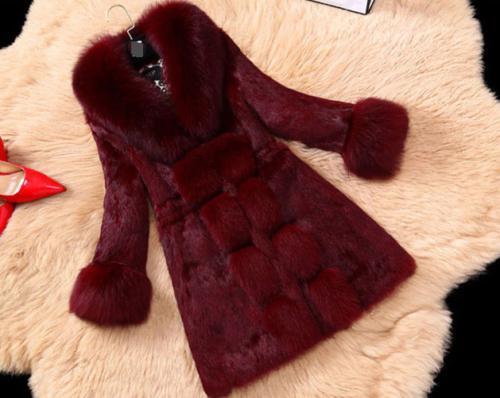 Damen Winter Warm Kunstfell Kragen Jacke Langarm Mantel Mittellang Oberbekleidung Neu - Bild 16 von 16
