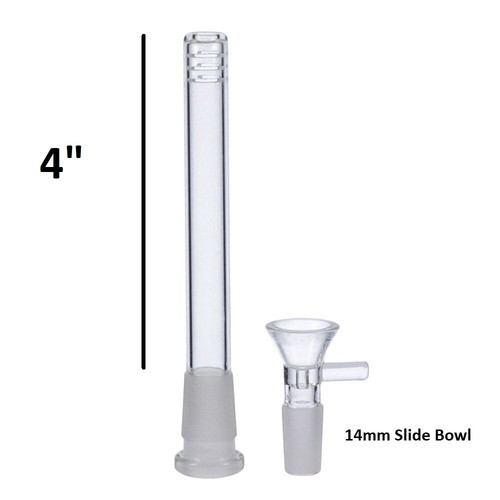 4-Inch Glass Hookah Downstem With 14mm Male Bowl Insert – Handmade Smoking Accessory