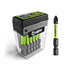 12 x Heifix PZ2 - 50mm Pozi-Drive Impact Screwdriver Drill Screw Bits TicTac Box