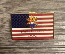 2002 SALT LAKE CITY UTAH OLYMPIC PIN - US FLAG PIN  - AMINCO OFFICIAL