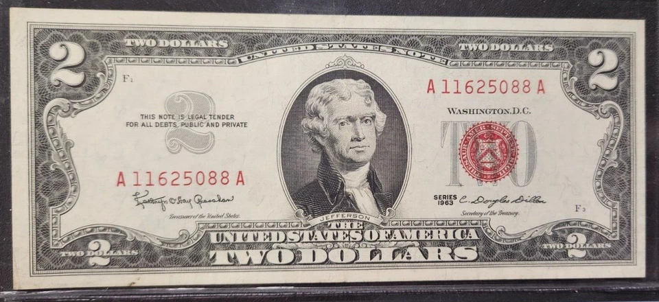 Lote de inicio de facturas de EE. UU. $5,00 sello rojo, sello rojo de $2,00, certificado de plata, sin circular $2,00 Foto 3 de 4