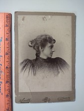 Antique Cabinet Card Photo Woman Profile Pose Fancy Dress