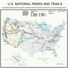 Printed Image USA National Parks & Trails Map Bandanna 22" x 22"