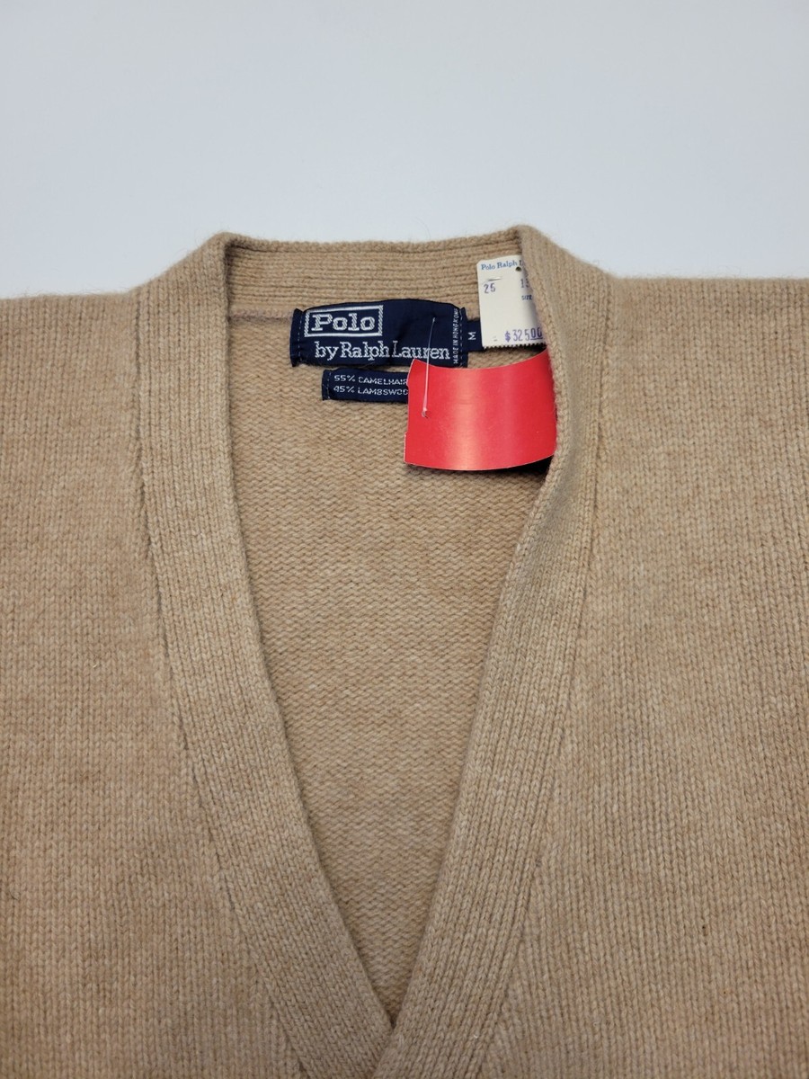 $325 New vtg Polo Ralph Lauren Camel Hair Wool Cardigan Sweater