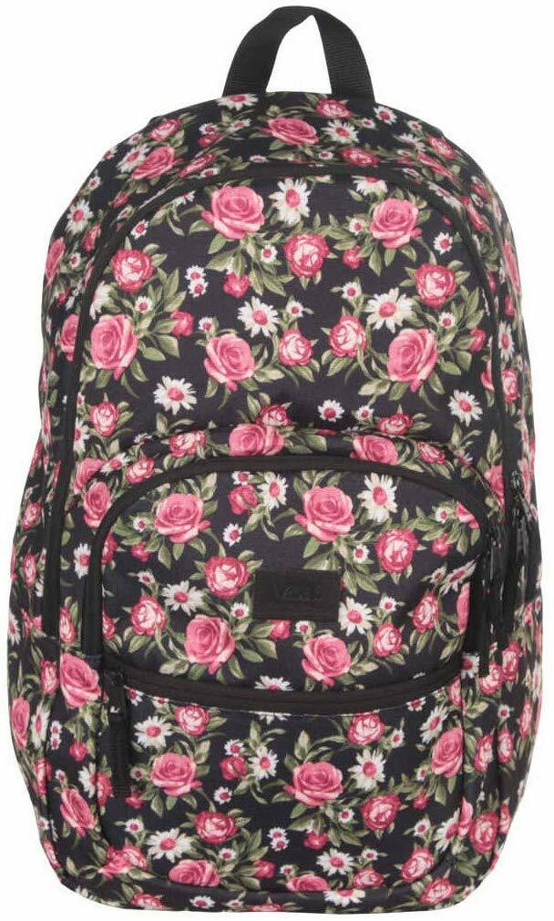 black and white floral vans backpack