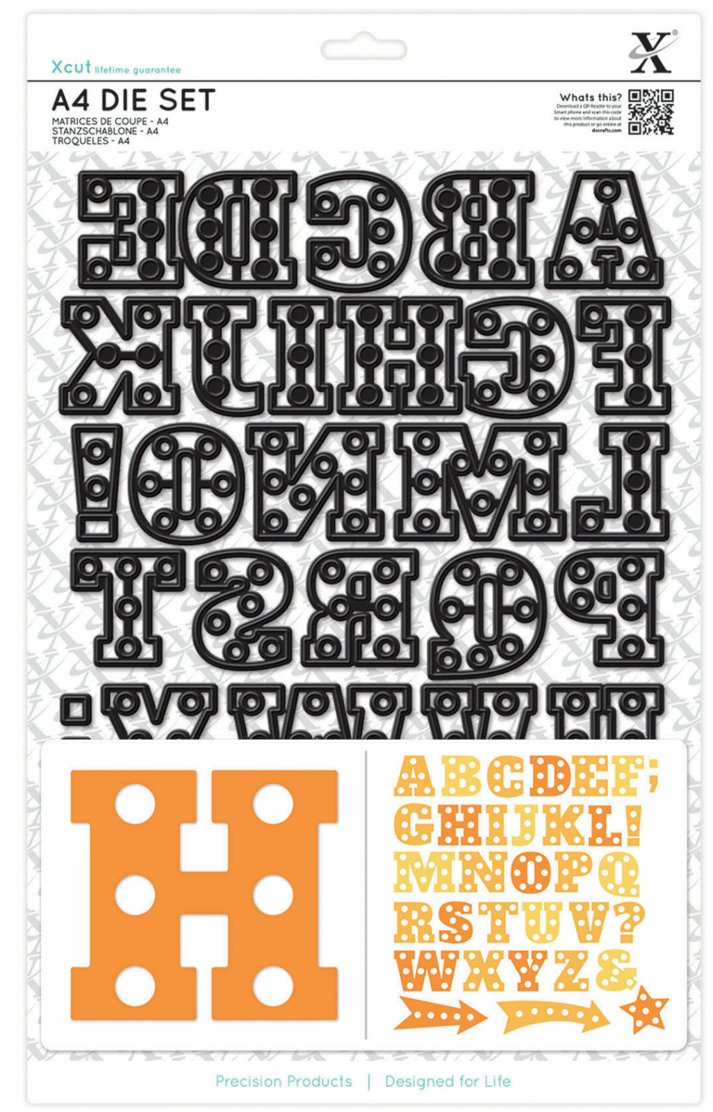 Docrafts Xcut 34 pc A4 Wedding MARQUEE Alphabet arrow & star die set X cut