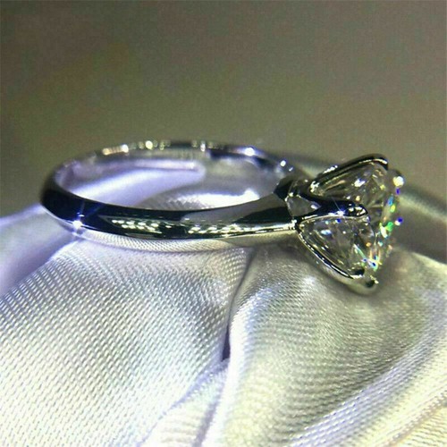 Damen 2 Karat Rund Diamant Solitär Verlobungsring Geschenk Ring Weißgold Finish - Bild 4 von 6