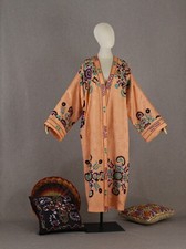 Embroidered chapan,Uzbek suzani coat,unisex boho kaftan,ethnic abaya,peach robe