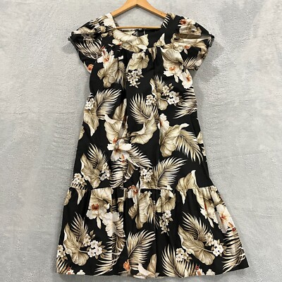 Royal Creations Hawaiian Dress Women S  Midi Fit Flare Cap Sleeves Floral Hippie