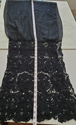 Shawl Wrap Stole Black Lace Edge Sheer Back 14x78" Dressy Goth Steampunk Metal - Picture 6 of 8