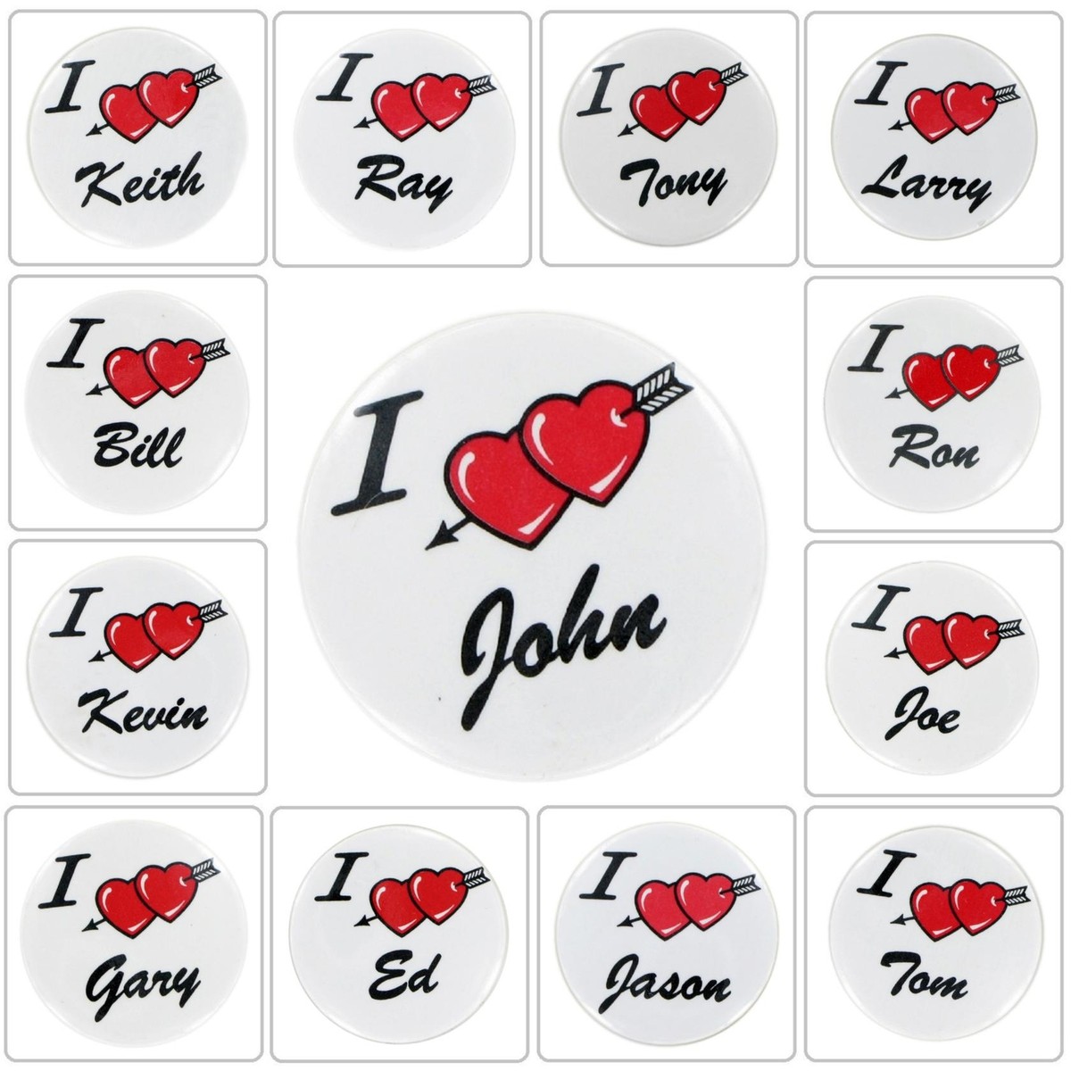 みーんん様へ♥8/11 ※プルズ Vintage 1970s White Round Red Heart I Love Name Button Pin