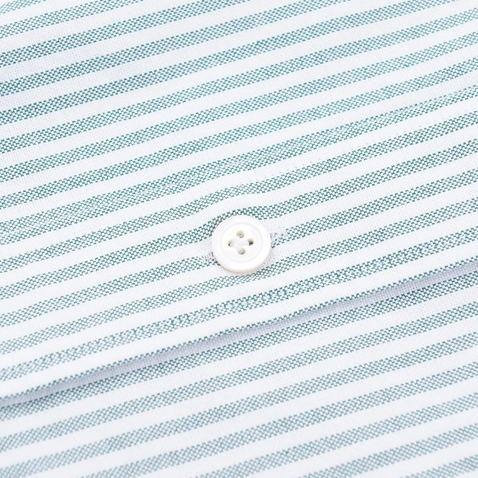 Camisa Finamore Napoli S/S 25 Slim-Fit Oxford Algodón con Cuello Banda 16 Nueva con Etiquetas Foto 3 de 4