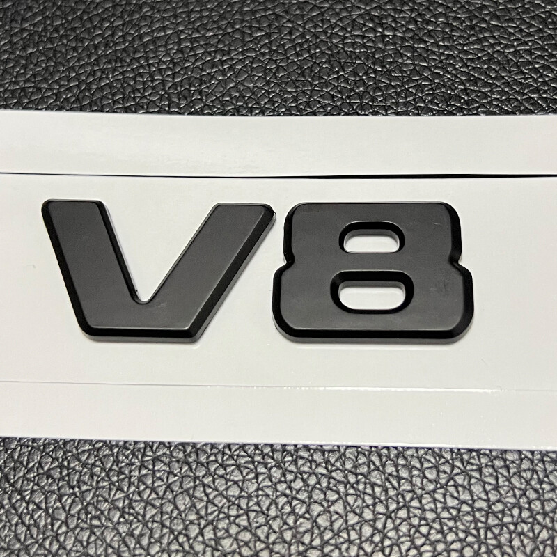 Calcomanía adhesiva emblema trasero puerta trasera maletero auto coche vintage V8 negra