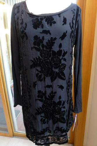 black burn out beaded Velvet Dress 