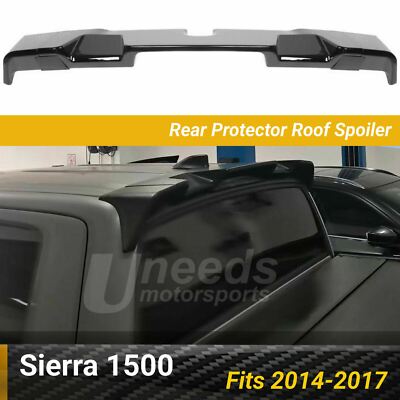 Fits 2014-2017 GMC 1500 Gloss Black Rear Protector Truck Cab Spoiler