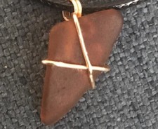 Sea Glass Necklace Handmade Frosted Brown Sea Glass Pendant