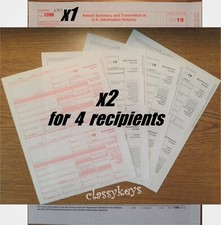 2019 IRS Tax Form 1099-MISC Laser 4 recipients+(1)1096 #TF6103 4-pt --- NO Env