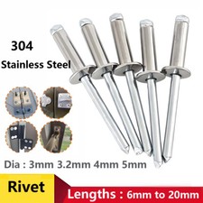 Pop Rivets 304 Stainless Steel Dome Head Blind Open 3.0mm， 3.2mm， 4.0mm， 5mm-