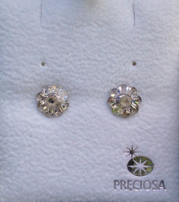 PRECIOSA Brand Flower Crystal Earrings in Clear Crystal made in Czech