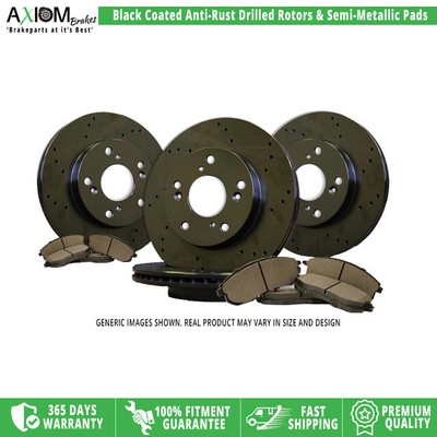 Front Rear Antirust Black Drilled Brake Rotor SemiMetal Pad for Hyundai Santa Fe