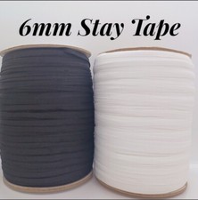 🇬🇧6mm Sew In Stay Tape,Hanging Loop Tape, Seam Reinforcement, Black Or White