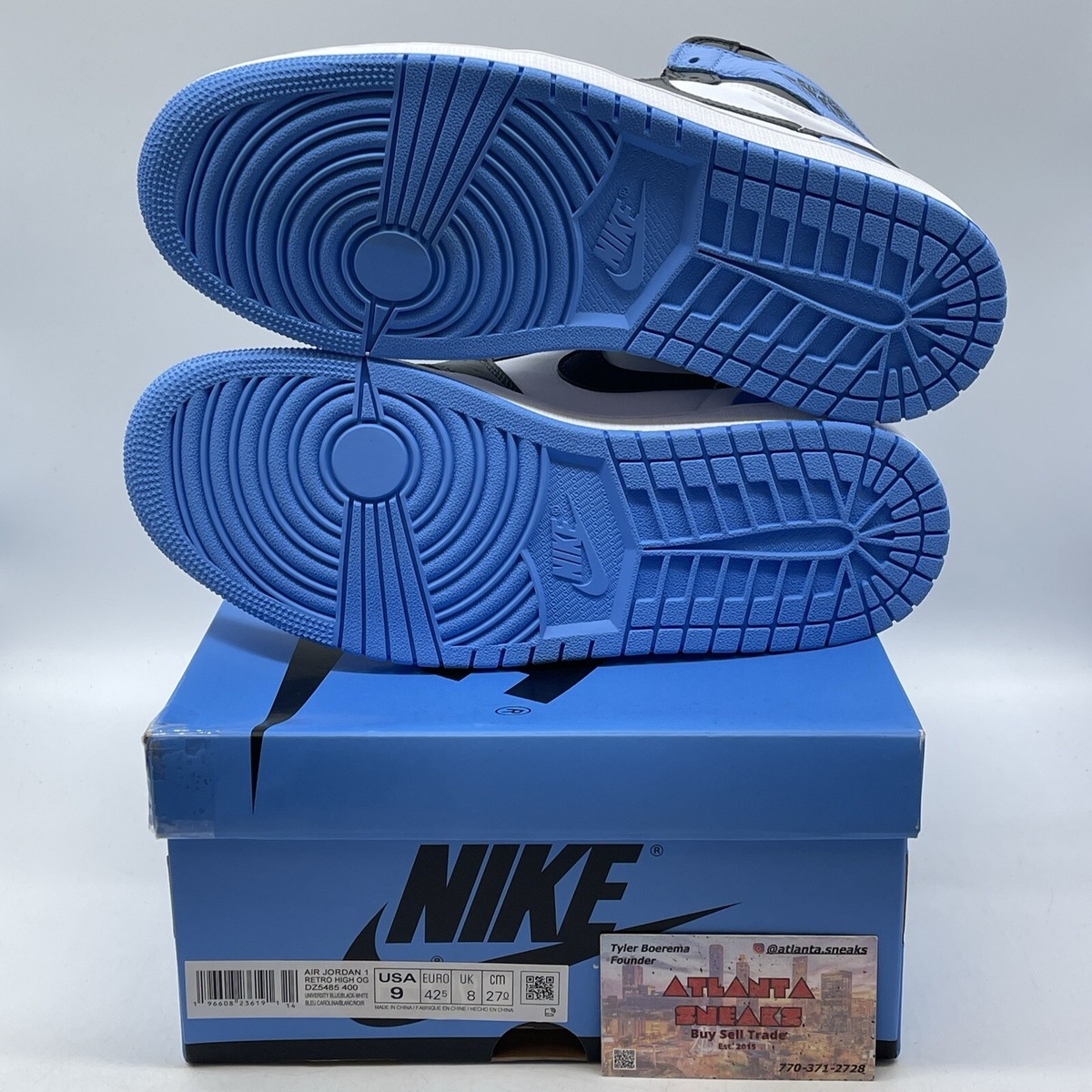 Size 9 - Jordan 1 Retro OG High UNC Toe Blue White Black M